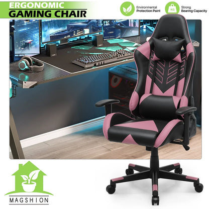 2026 NEW Magshion Ergonomic Gaming Chair, Comfortable Gaming Chair, Computer Chair Leather Desk Chair Adjustable Swivel Gaming Office Chair, Blue