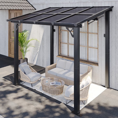 2026 NEW Aoxun 8' x 5' Gazebo for Patio, Gazebo Pergola with Sloped Roof, Grill Gazebo Large Wall-Mounted Heavy Duty Awnings, for Backyard, Deck, Patio
