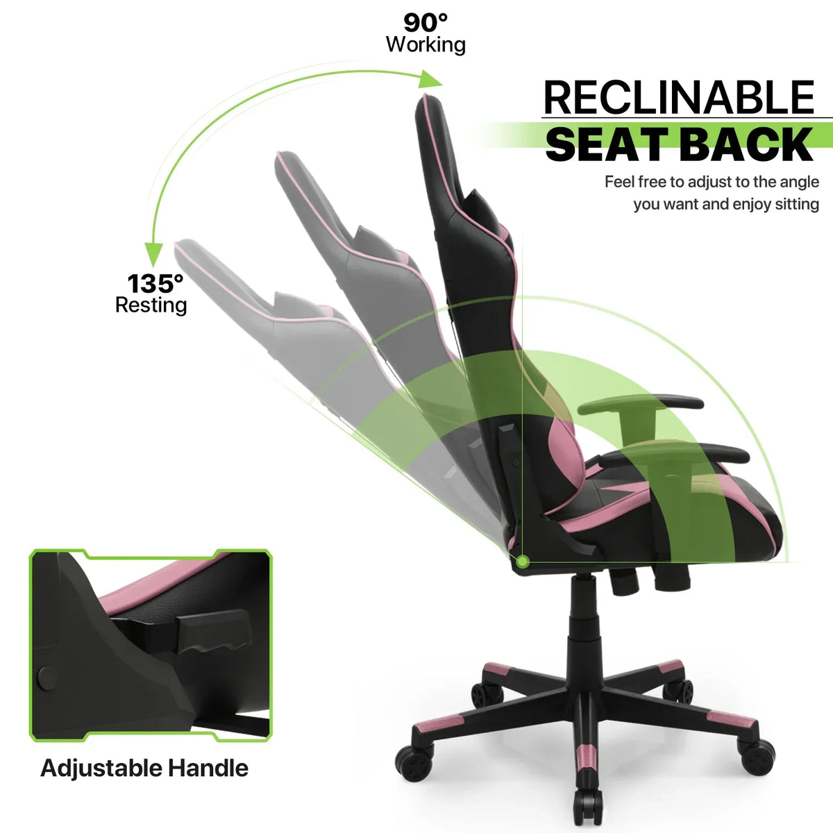2026 NEW Magshion Ergonomic Gaming Chair, Comfortable Gaming Chair, Computer Chair Leather Desk Chair Adjustable Swivel Gaming Office Chair, Blue