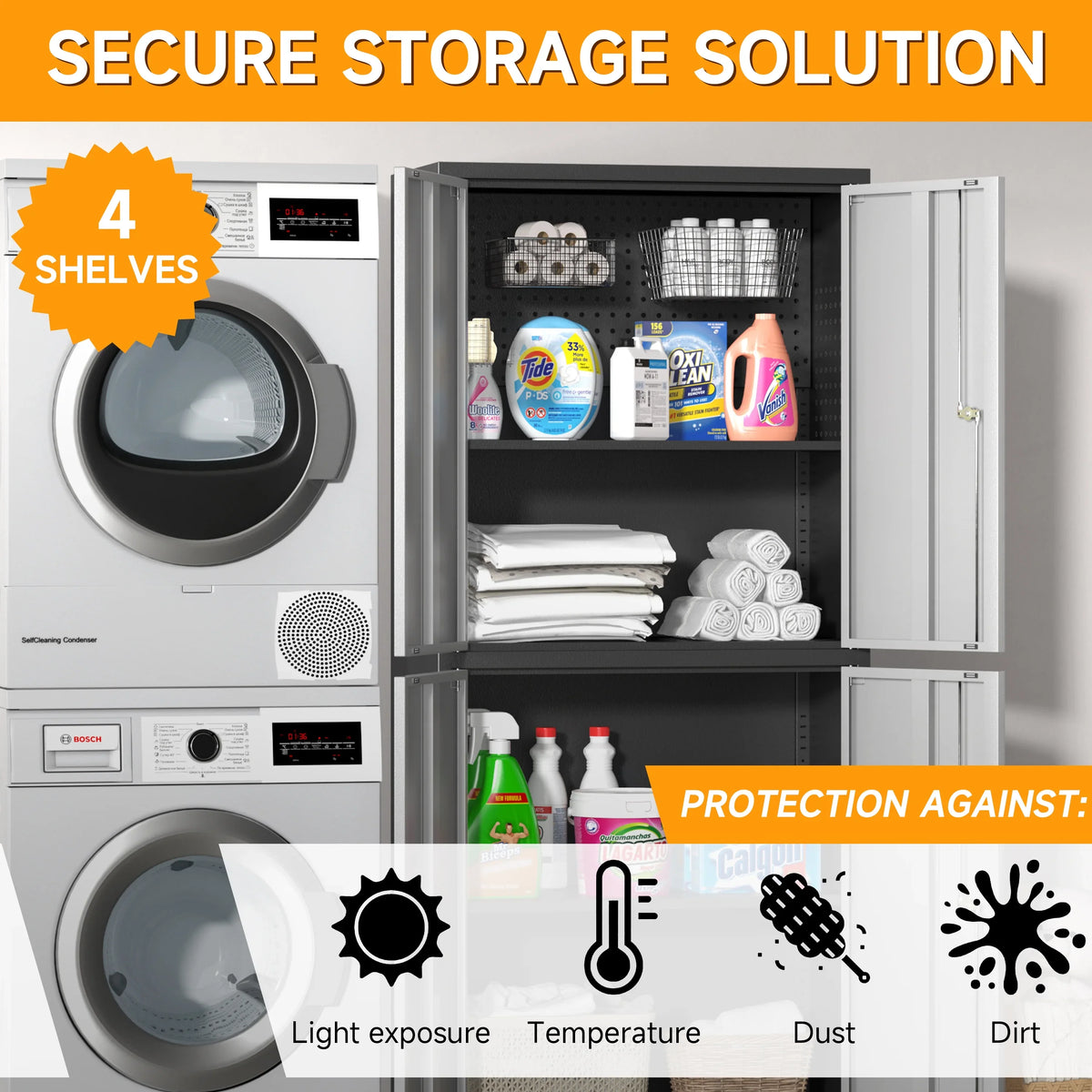 2026 NEW Metal Storage Cabinet with Wheels,Rolling Tool Cabinet with Doors and Adjustable Shelves,Heavy Duty Garage Storage Cabinet