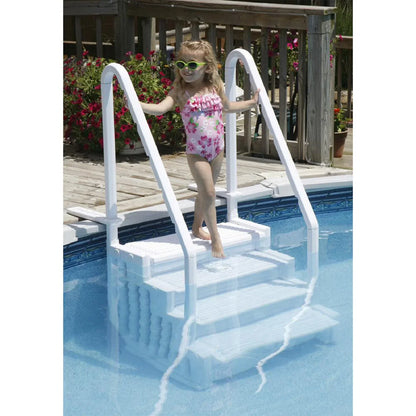2026 NEW Blue Torrent Antigua Step Ladder with Handrails for Above Ground Pools, White