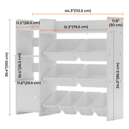 2026 NEW Sturdis Kids Toy Storage Organizer With Bookshelf and White Bins