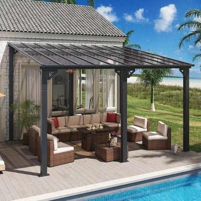 2026 NEW Aoxun 8' x 5' Gazebo for Patio, Gazebo Pergola with Sloped Roof, Grill Gazebo Large Wall-Mounted Heavy Duty Awnings, for Backyard, Deck, Patio