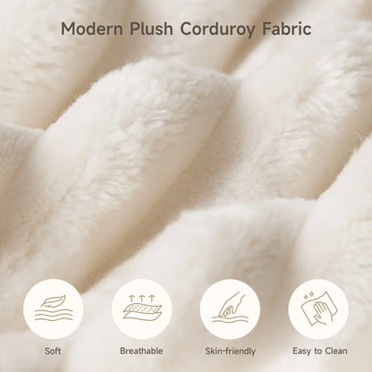 2026 NEW 65" Corduroy Cloud Sleeper Chaise Lounge Chair, No Assembly Sofa Bed with Pillows, Beige