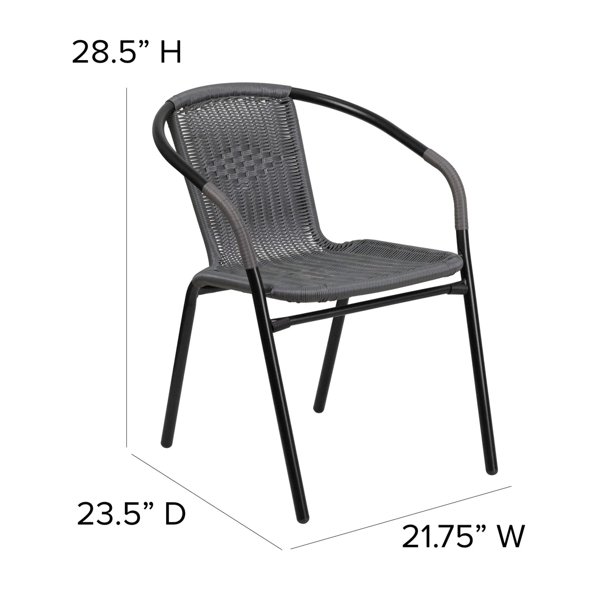 2026 NEW Emma + Oliver Indoor/Outdoor Stacking Rattan Restaurant Patio Chairs, Set of 2, Gray