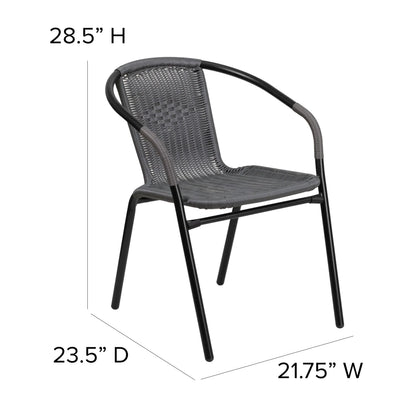 2026 NEW Emma + Oliver Indoor/Outdoor Stacking Rattan Restaurant Patio Chairs, Set of 2, Gray