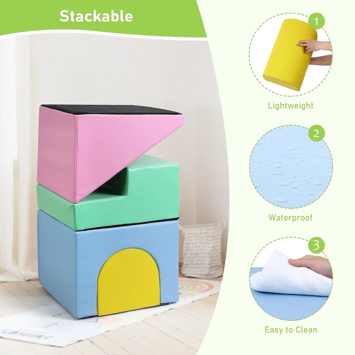 2026 NEW Soft Climbing Indoor Set, Foam Climbing Blocks for Toddlers, Climbing, and Sliding Activity Play Set,4PCS