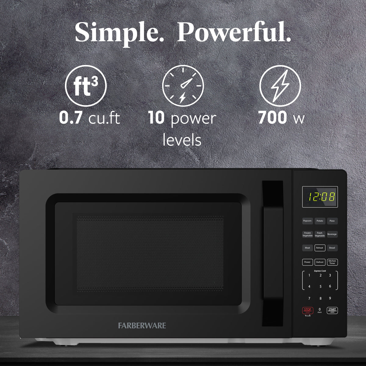 2026 NEW Farberware 1.1 Cu. Ft. 1000-Watt Compact Microwave Oven, Black