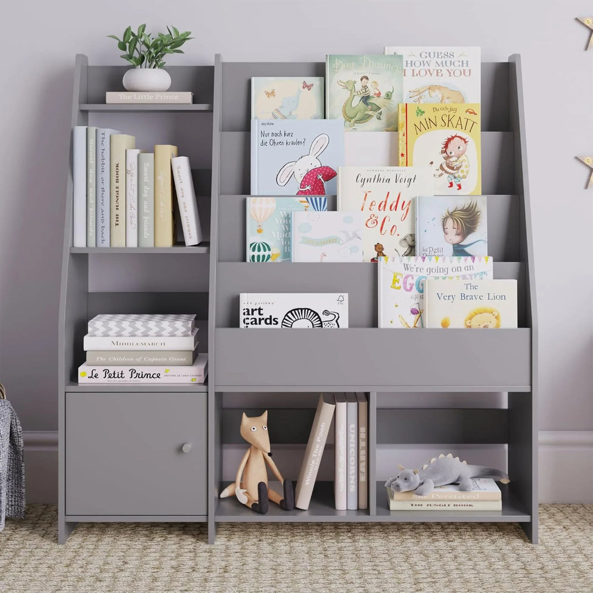 2026 NEW Sturdis Kids Toy Storage Organizer With Bookshelf and White Bins