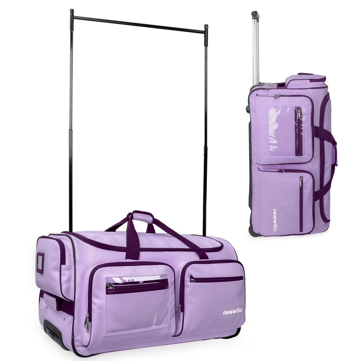 2026 NEW Fegat Dance Bag with Garment Rack - 28"Collapsible Rolling Competition Dance Duffle Bag Lightweight Costume Wheeled Suitcase for Dancers Shows Livestreamer Athletes