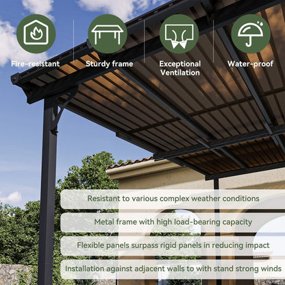 2026 NEW Aoxun 8' x 5' Gazebo for Patio, Gazebo Pergola with Sloped Roof, Grill Gazebo Large Wall-Mounted Heavy Duty Awnings, for Backyard, Deck, Patio