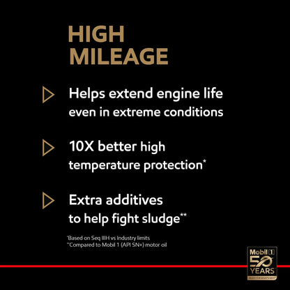 2026 NEW Mobil 1 High Mileage Full Synthetic Motor Oil 10W-40, 5 Quart (Pack of 3)