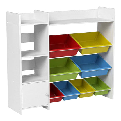 2026 NEW Sturdis Kids Toy Storage Organizer With Bookshelf and White Bins