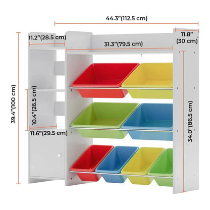 2026 NEW Sturdis Kids Toy Storage Organizer With Bookshelf and White Bins