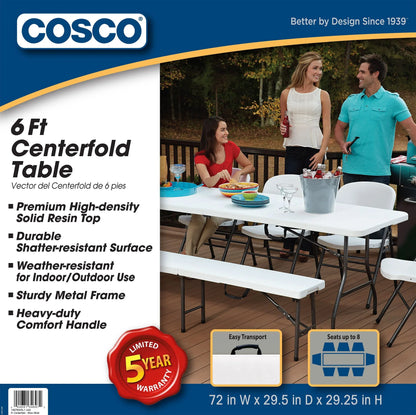 2026 NEW Cosco 6 Foot Folding Table In White Speckle