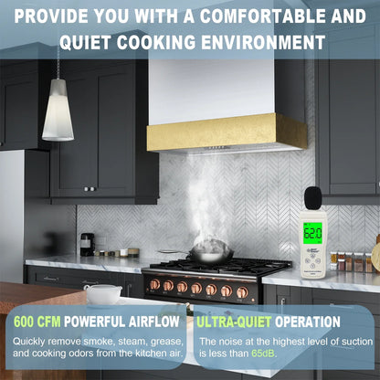 2026 NEW Akicon Range Hood 30 Inch, 600 CFM Ducted Vent Hood, Stainless Steel Box Kitchen Hood with 2 LED Lights, Removable Baffle Filters