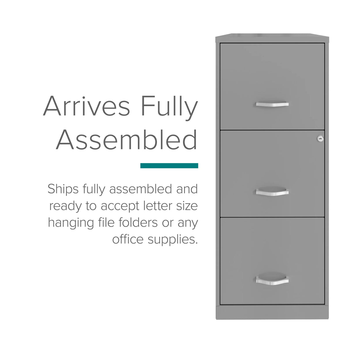 2026 NEW Space Solutions 18" Deep 3 Drawer Smart Letter Width Vertical File Cabinet, Navy