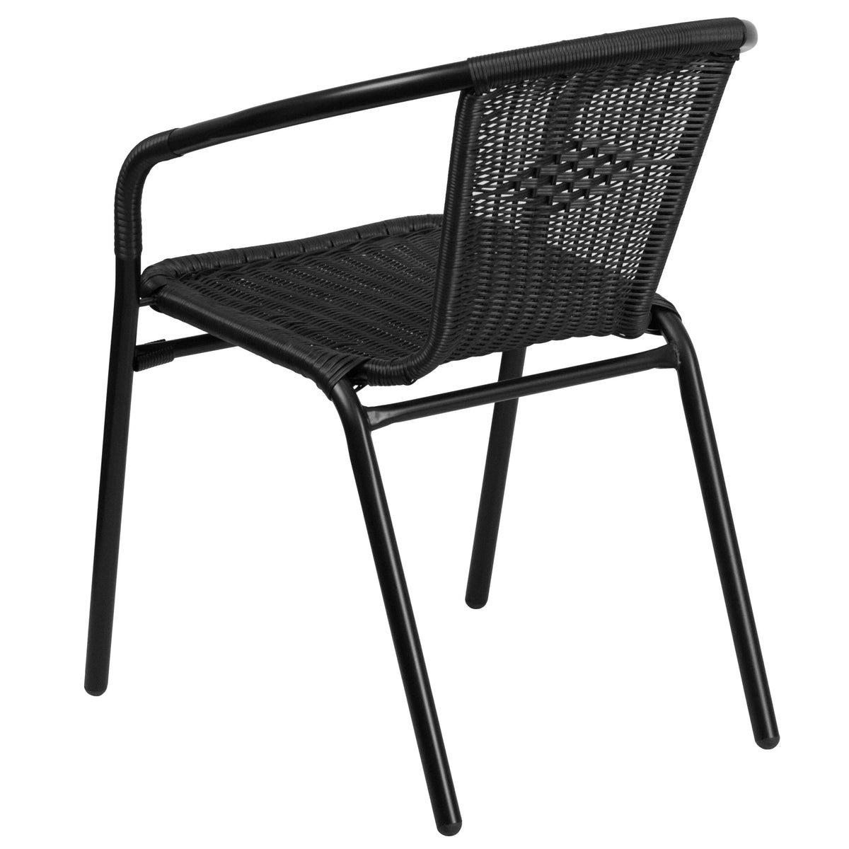2026 NEW Emma + Oliver Indoor/Outdoor Stacking Rattan Restaurant Patio Chairs, Set of 2, Gray