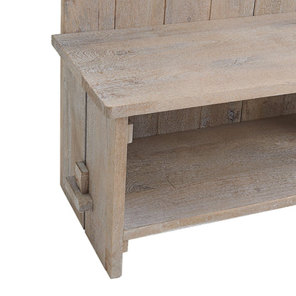 2026 NEW Alaterre Furniture Castleton 70 in. Hall Tree with Bench, Shelves & Coat Hooks -C Solid Mango Wood Entryway Organizer in Driftwood Finish