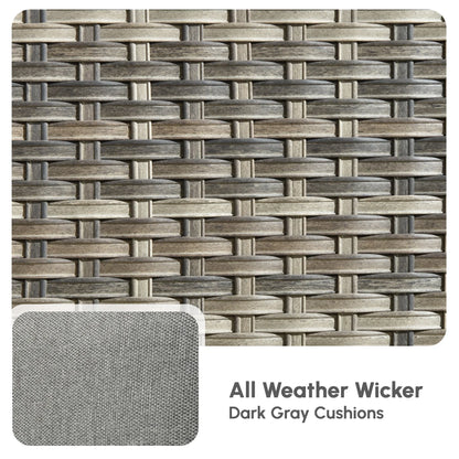 2026 NEW Ovios 5 Pieces Outdoor Patio Furniture Set High Back All Weather Wicker Conversation Set with Swivel Chairs & Coffee Table, Dark Gray