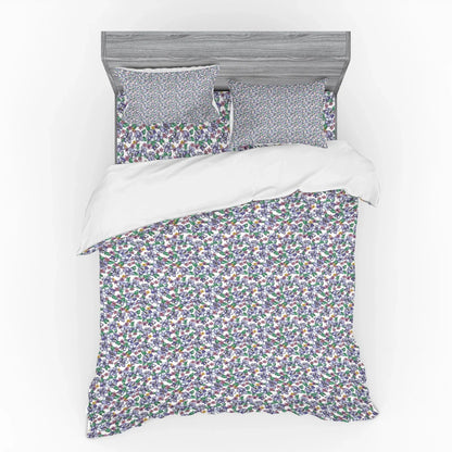 2026 NEW Floral Duvet Cover Set, Colorful Spring Blossom Flowers Repetitive Hand Drawn Like Pattern, Bedding Set with Shams and Fitted Sheet, 3 Sizes