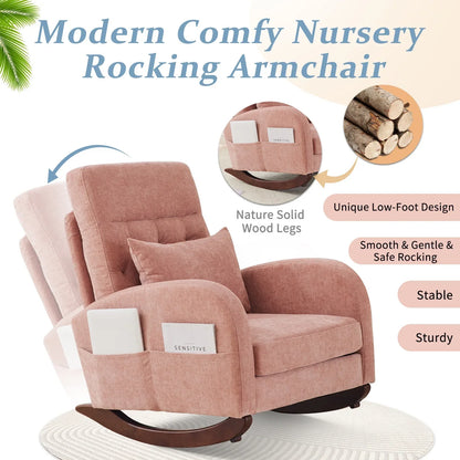 2026 NEW Ktaxon Rocking Accent Chair Glider Reading Chair Comfy Teddy Velvet Upholstered Single Sofa Rocker for Living Room, Nursery, Bedroom Beige