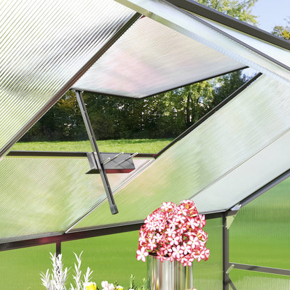 2026 NEW Asofer 6' x 4' Greenhouse for Outdoors, Aluminum Walk-in Green Houses shed with Rain Gutter and Roof Vent for Backyard