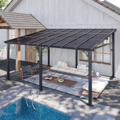 2026 NEW Aoxun 8' x 5' Gazebo for Patio, Gazebo Pergola with Sloped Roof, Grill Gazebo Large Wall-Mounted Heavy Duty Awnings, for Backyard, Deck, Patio