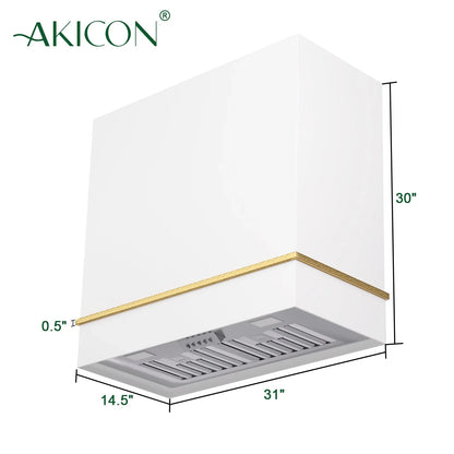 2026 NEW Akicon Range Hood 30 Inch, 600 CFM Ducted Vent Hood, Stainless Steel Box Kitchen Hood with 2 LED Lights, Removable Baffle Filters