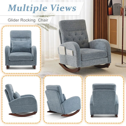 2026 NEW Ktaxon Rocking Accent Chair Glider Reading Chair Comfy Teddy Velvet Upholstered Single Sofa Rocker for Living Room, Nursery, Bedroom Beige
