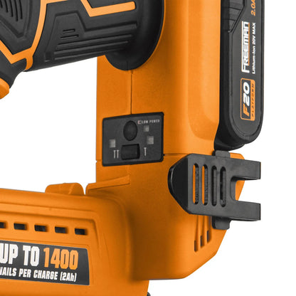 2026 NEW Freeman PE20V2118G2 20 Volt Cordless 2-in-1 18-Gauge Nailer / Stapler Kit with Lithium Ion Battery, Charger, Bag