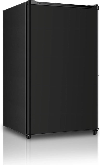 2026 NEW Seaoola Mini Fridge with Freezer, Single Door 4.4 Cu.Ft, Compact Mini Refrigerator, LED Light, Adjustable Thermostat, Removable Glass Shelves, Small Refrigerator for Dorm/Office/Bedroom(Black)