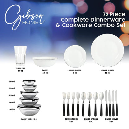 2026 NEW Gibson Home 71-Piece Stainless Steel Silver Cookware Combo Set