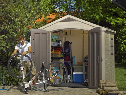 2026 NEW Keter Factor 8 x 11 Foot All Weather Resin Outdoor Storage Shed, Taupe