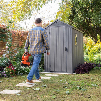 2026 NEW Keter Darwin 4' x 6' Outdoor Garden Tool Storage Shed w/ Window, Graphite