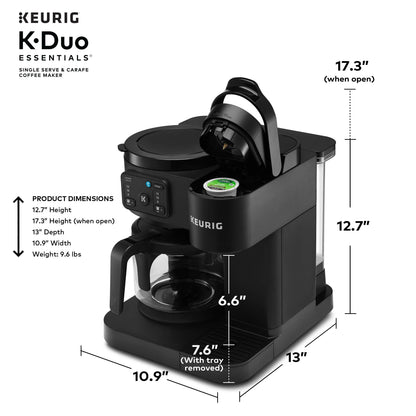 2026 NEW Keurig K-Duo Essentials, Hot & Iced Single-Serve K-Cup Pod Coffee Maker & Carafe, Moonlight Grey
