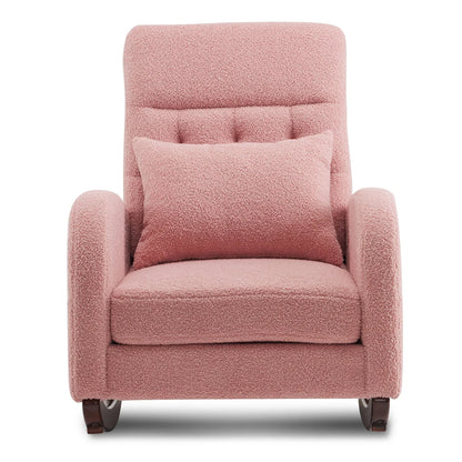 2026 NEW Ktaxon Rocking Accent Chair Glider Reading Chair Comfy Teddy Velvet Upholstered Single Sofa Rocker for Living Room, Nursery, Bedroom Beige