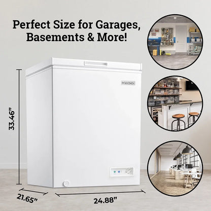 2026 NEW Igloo 5.0 Cu. Ft. Chest Freezer with Removable Basket, -10°F to 10°F, White