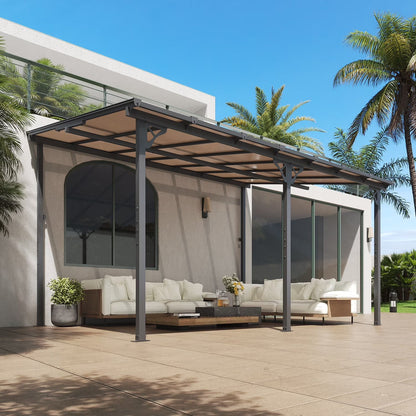2026 NEW Aoxun 8' x 5' Gazebo for Patio, Gazebo Pergola with Sloped Roof, Grill Gazebo Large Wall-Mounted Heavy Duty Awnings, for Backyard, Deck, Patio
