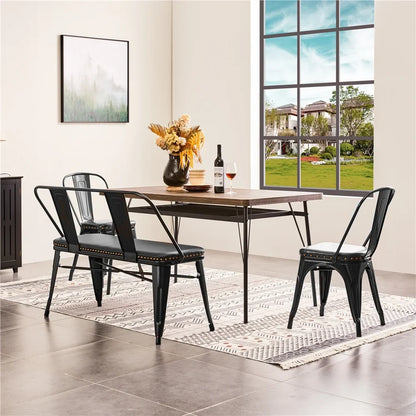 2026 NEW Yaheetech Industrial Metal Dining Bench with Upholstered Seat,Black