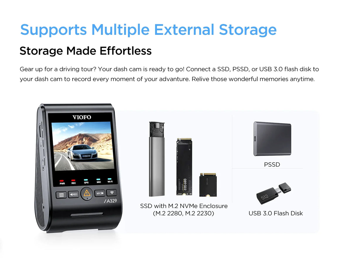 2026 NEW VIOFO A329 2CH First 4K 60FPS Front and 2K Rear Wi-Fi 6 Dash Cam HDR with Sony STARVIS 2 Sensors Support SSD Storage