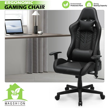 2026 NEW Magshion Ergonomic Gaming Chair, Comfortable Gaming Chair, Computer Chair Leather Desk Chair Adjustable Swivel Gaming Office Chair, Blue