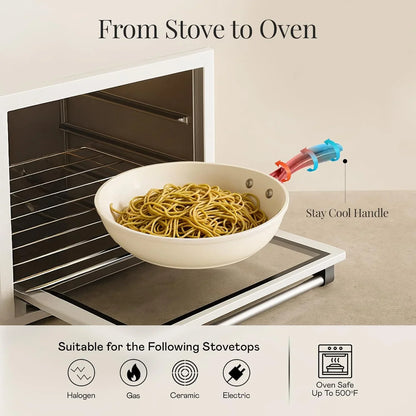 2026 NEW Gotham Steel 15 Pc Ceramic Cookware Set, Ceramic Pots and Pans Set Non Stick with Cooking Utensils and Steamer, Non Toxic, Premium Gold Stay Cool Handles, Oven & Dishwasher Safe