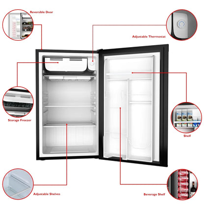 2026 NEW Costway 3.2 Cu.Ft. Compact Refrigerator Mini Dorm Small Fridge Freezer Reversible Door