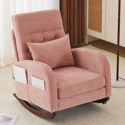 2026 NEW Ktaxon Rocking Accent Chair Glider Reading Chair Comfy Teddy Velvet Upholstered Single Sofa Rocker for Living Room, Nursery, Bedroom Beige