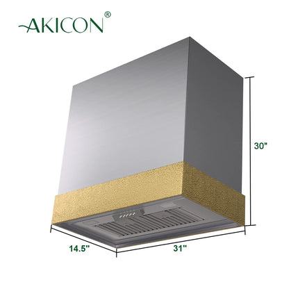2026 NEW Akicon Range Hood 30 Inch, 600 CFM Ducted Vent Hood, Stainless Steel Box Kitchen Hood with 2 LED Lights, Removable Baffle Filters