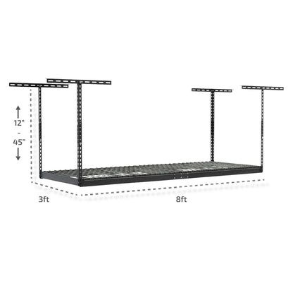 2026 NEW MonsterRax 3' x 8' Overhead Garage Storage Rack Holds 450 Pounds, White