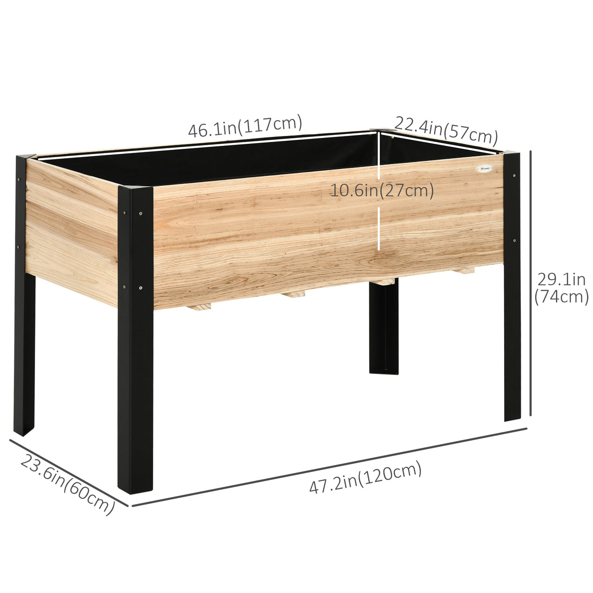 2026 NEW Outsunny Raised Garden Bed, Elevated Planter Box, 47''x24''x29'' with Legs, Metal Frame, Wooden Planter Pot for Backyard, Patio to Grow Vegetables, Herbs, and Flowers