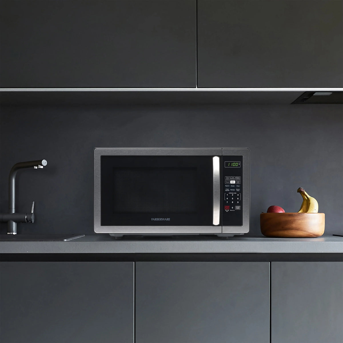 2026 NEW Farberware 1.1 Cu. Ft. 1000-Watt Compact Microwave Oven, Black