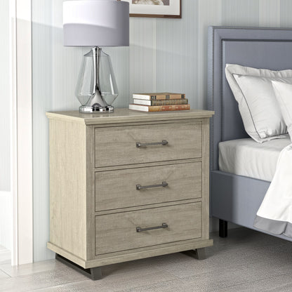 2026 NEW FESTIVO 32 inch Wide 3-Drawer Bedroom Nightstand with Elevated Metal Legs - Beige